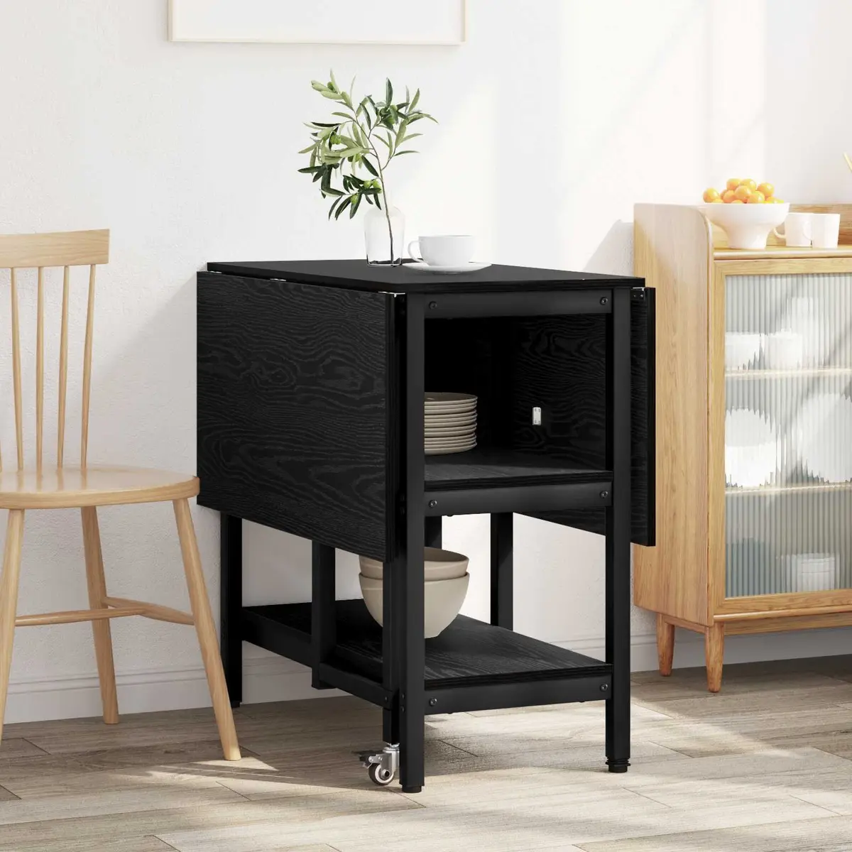 Dining Table 122x80x76.5cm Black Oak