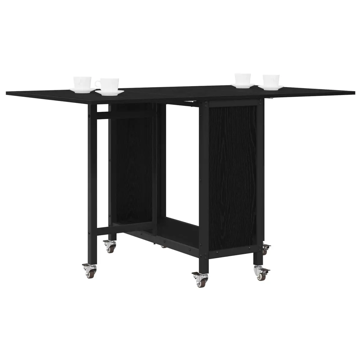 Folding Dining Table for Kitchen Room Black 130 x 80 x 76.5 cm