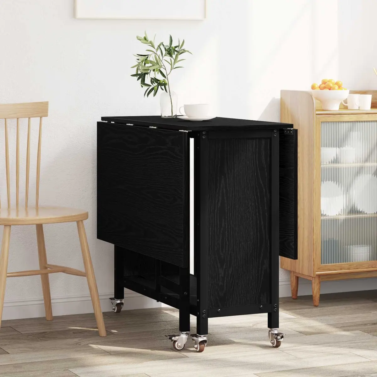 Folding Dining Table for Kitchen Room Black 130 x 80 x 76.5 cm