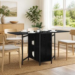 Rectangular Extendable Dining Table 144x60x75cm Black Oak