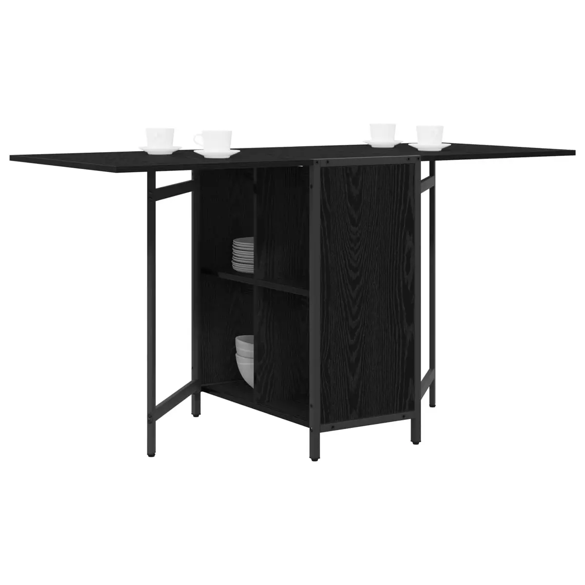 Rectangular Extendable Dining Table 144x60x75cm Black Oak
