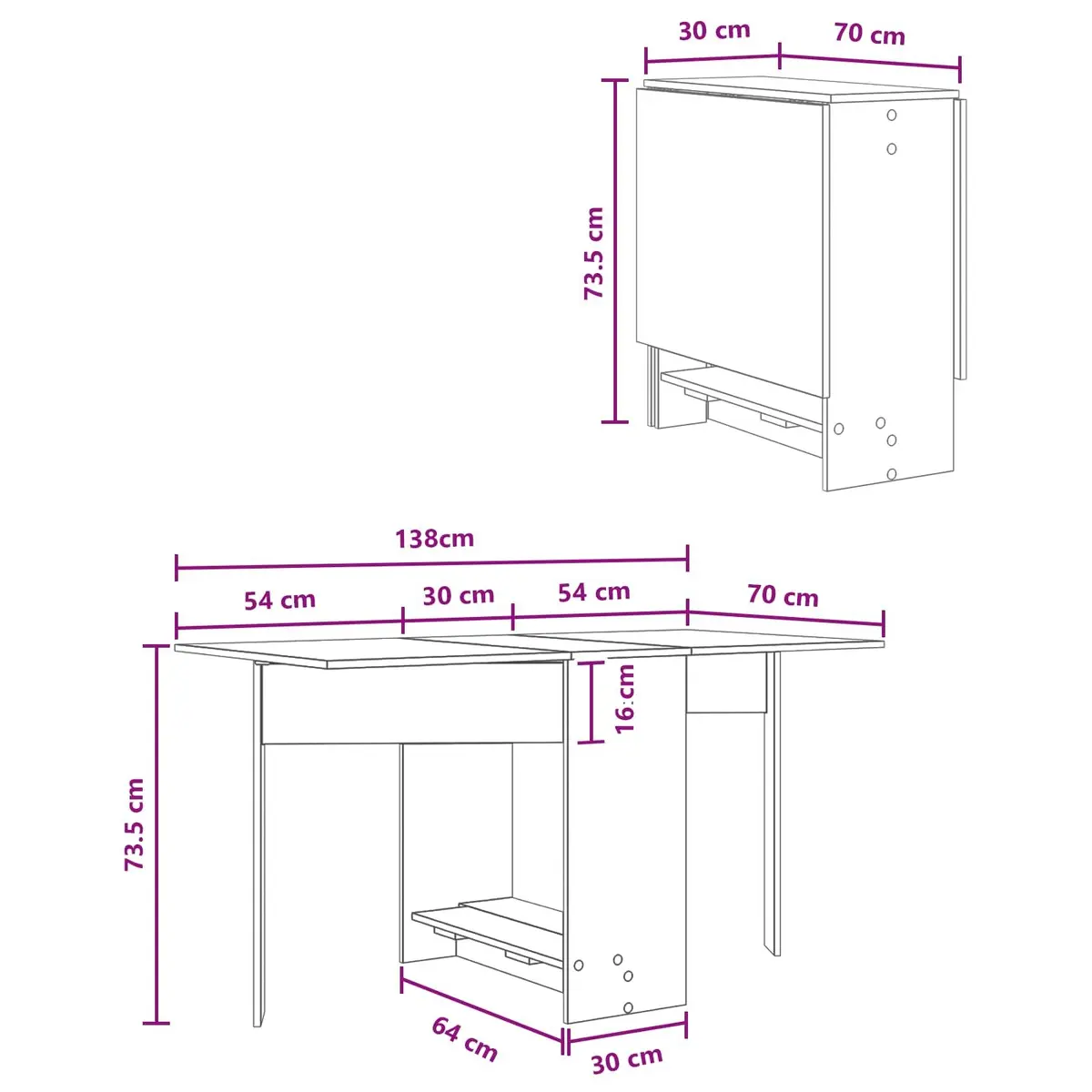 Extendable Folding Dining Table for Kitchen 138x70cm Brown Engineered Wood