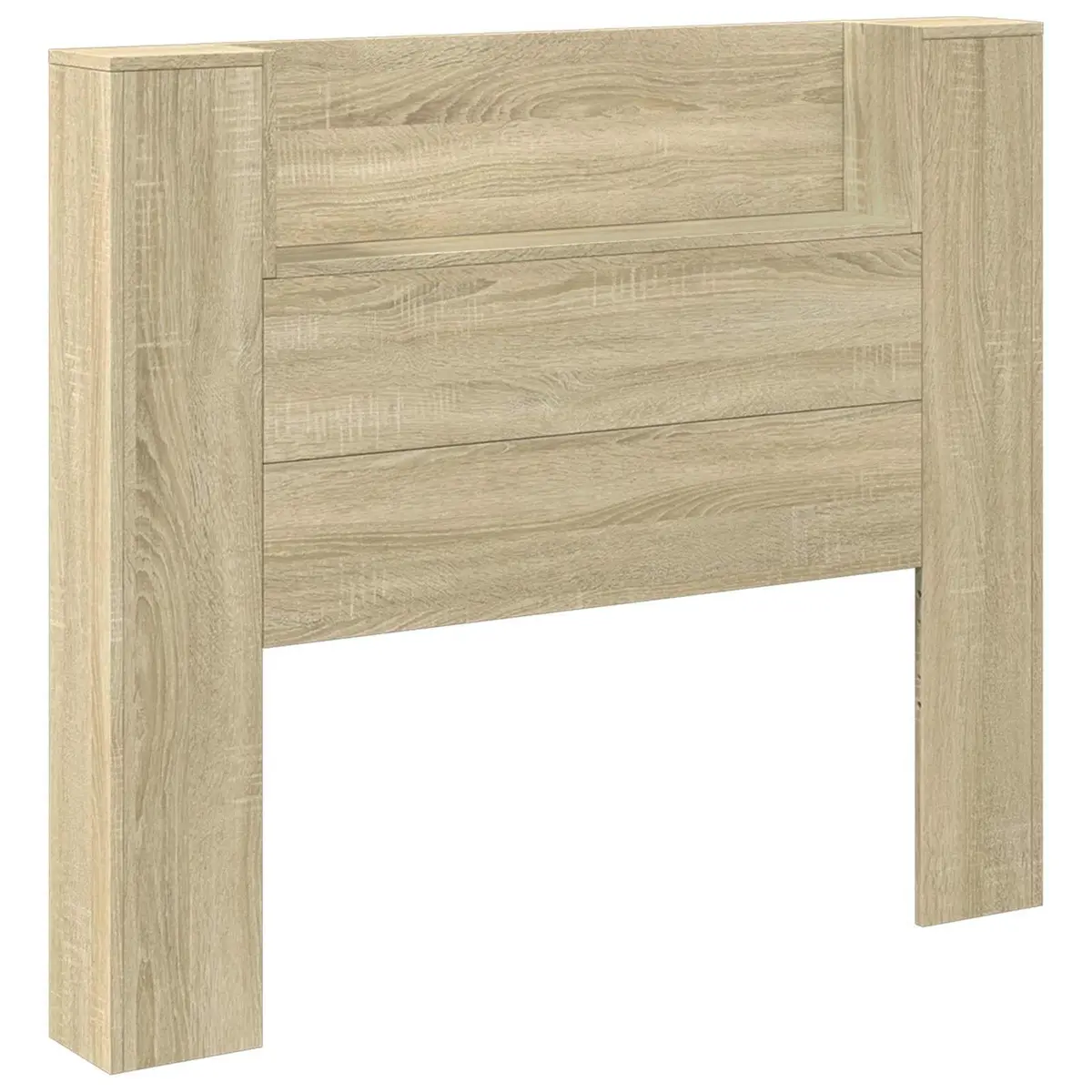 Headboard Cabinet for Bedroom with LED Lights Wall-Mounted Storage Tan 120cm Modern