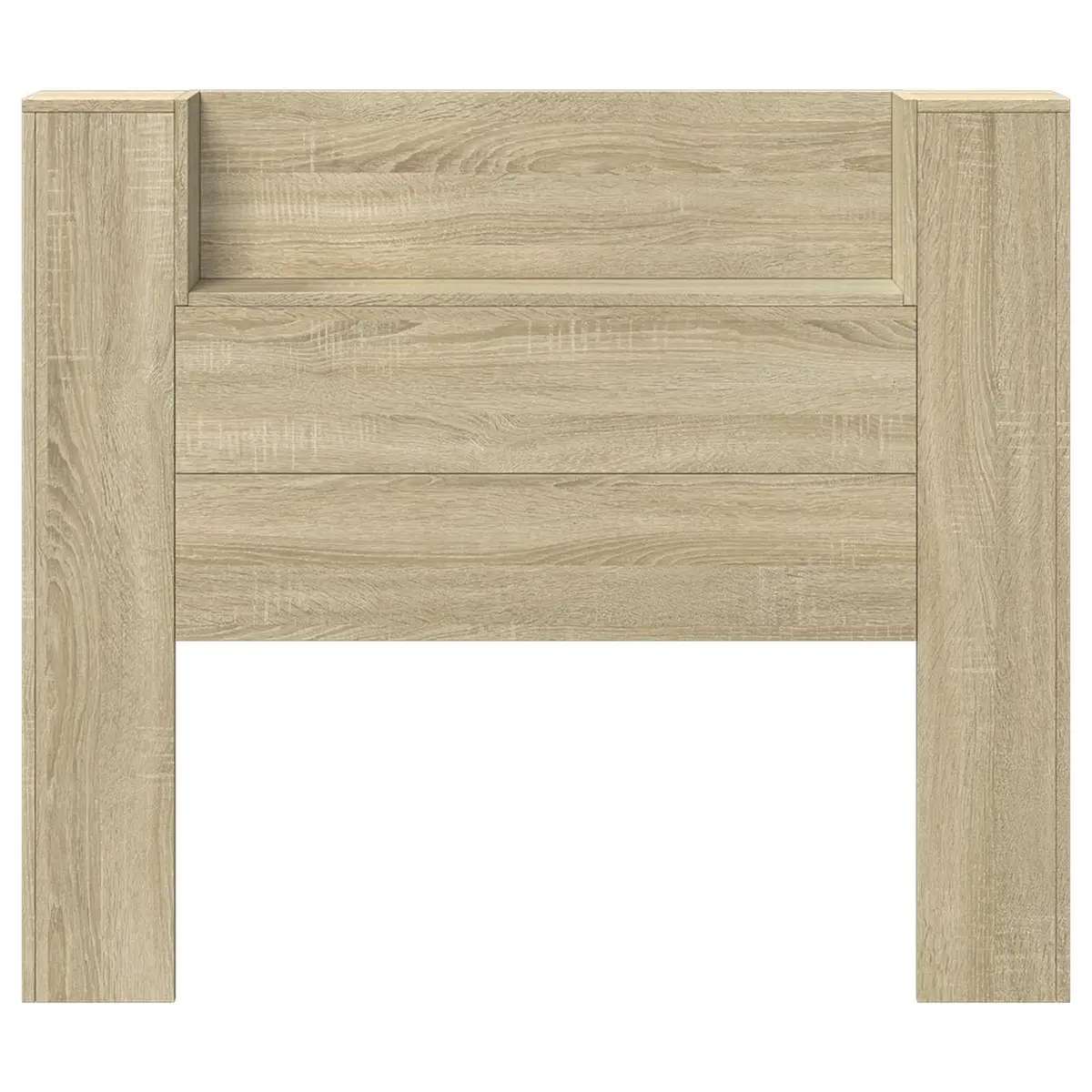 Headboard Cabinet for Bedroom with LED Lights Wall-Mounted Storage Tan 120cm Modern