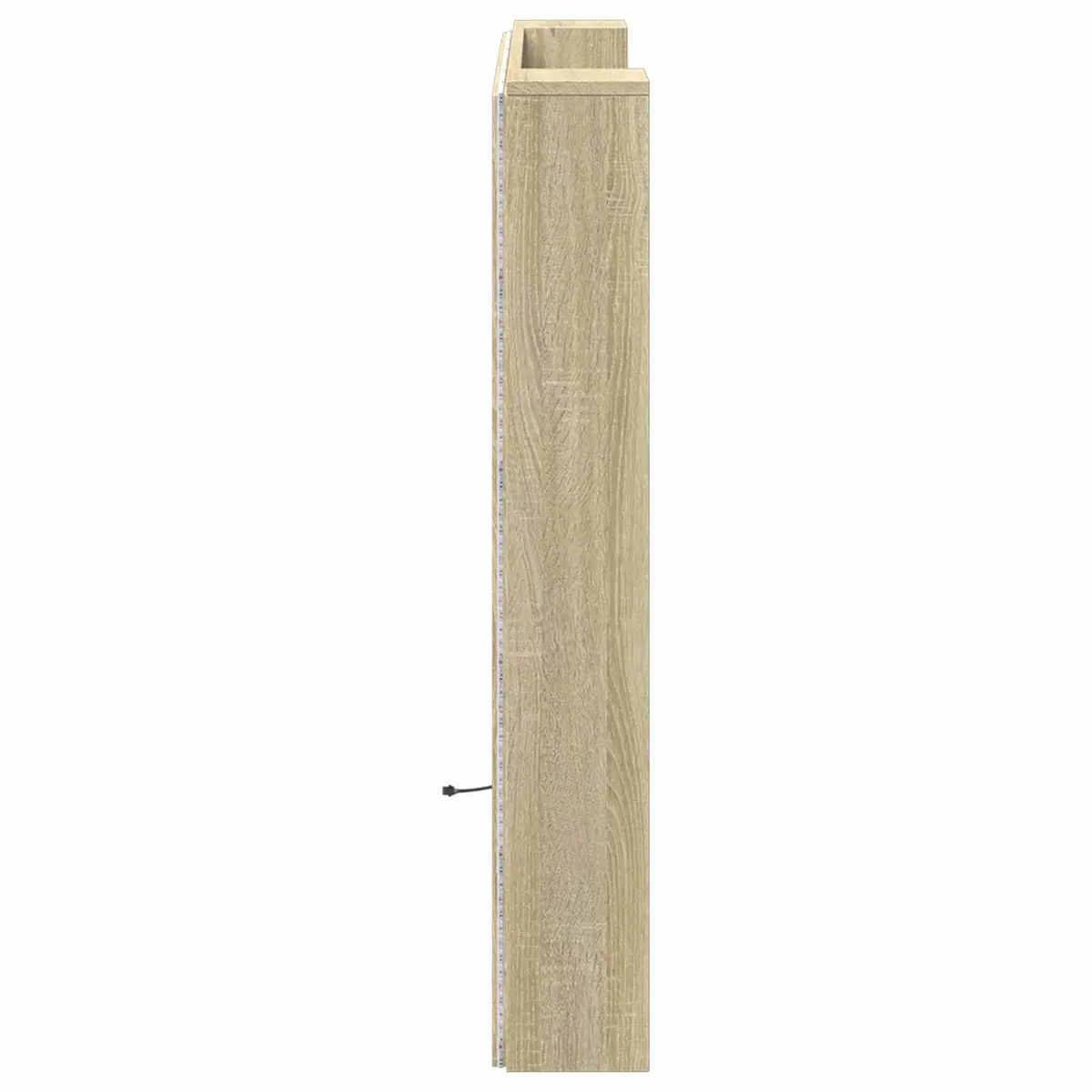 Headboard Cabinet for Bedroom with LED Lights Wall-Mounted Storage Tan 120cm Modern