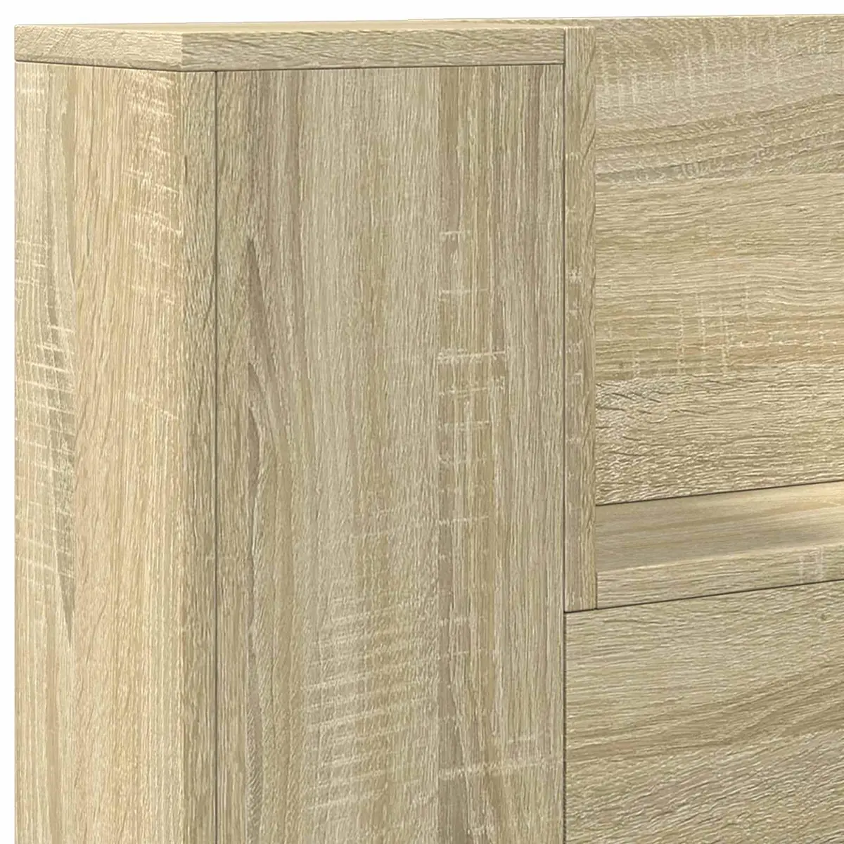 Headboard Cabinet for Bedroom with LED Lights Wall-Mounted Storage Tan 120cm Modern