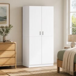 Wardrobe Specifications: 80x52x180 cm, Engineered Wood, White