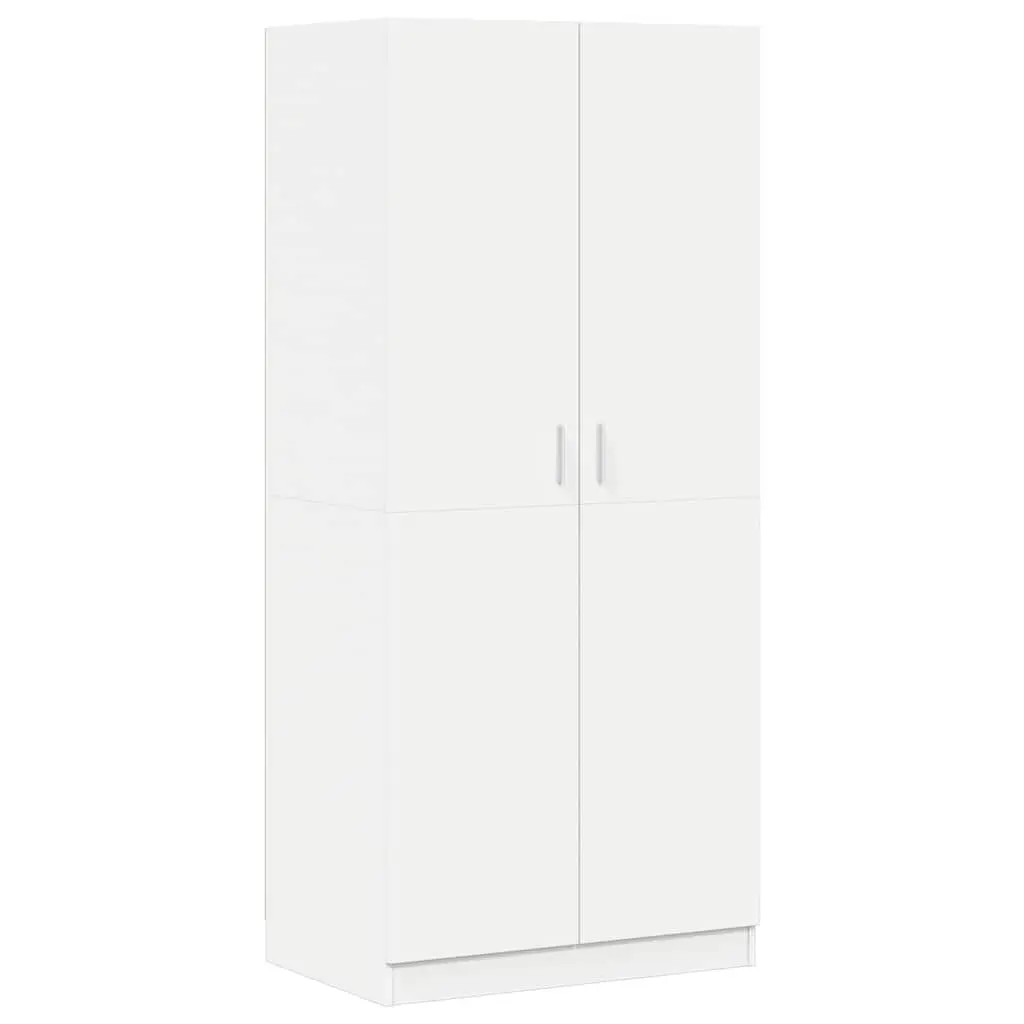 Wardrobe White 80x52x180 cm Storage Cabinet Cupboard Hanging Rod Compartment