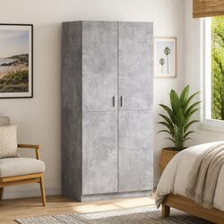 Engineered Wood Wardrobe Cupboard, Grey, 80x52x180 cm