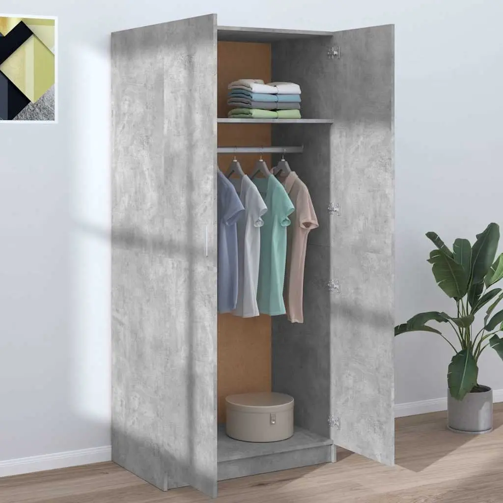 Wardrobe Cupboard Grey 80x52x180 cm Storage Cabinet