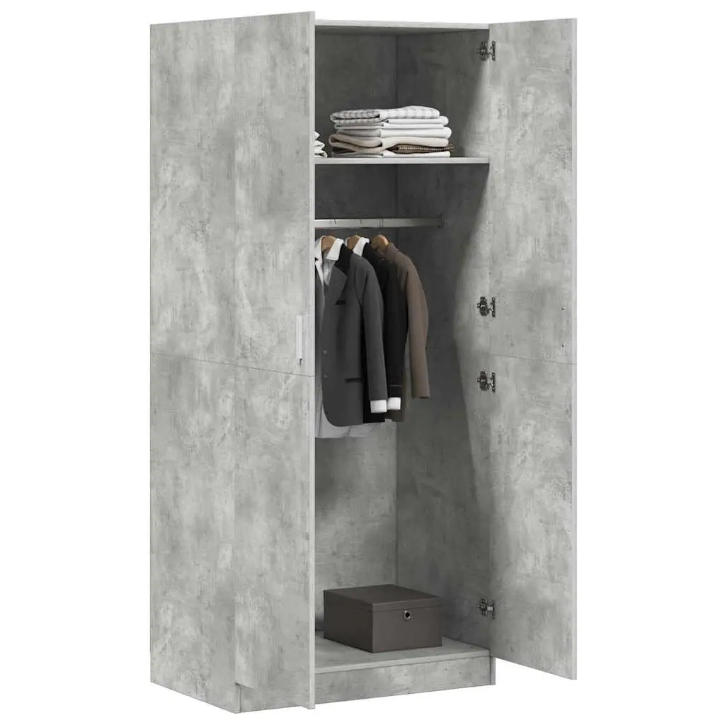 Wardrobe Cupboard Grey 80x52x180 cm Storage Cabinet