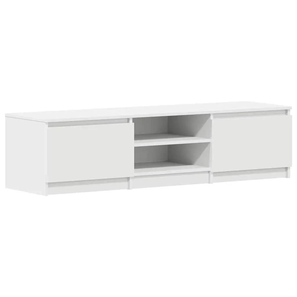 TV Cabinet for Living Room White 140x40x35.5 cm with Doors Open Compartments Storage Unit