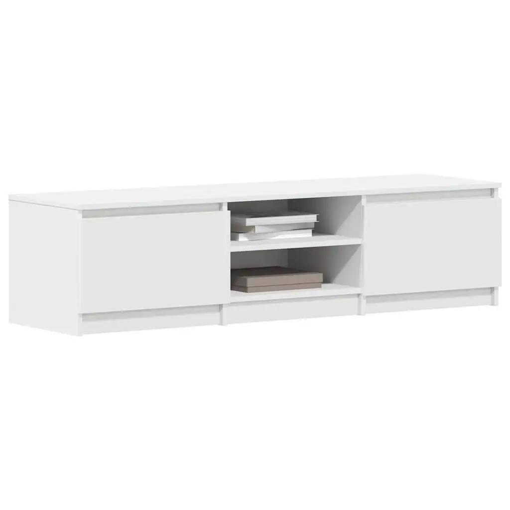 TV Cabinet for Living Room White 140x40x35.5 cm with Doors Open Compartments Storage Unit