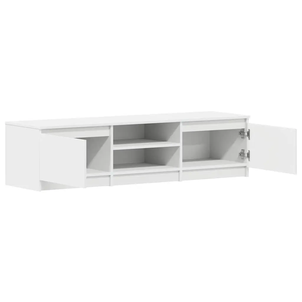 TV Cabinet for Living Room White 140x40x35.5 cm with Doors Open Compartments Storage Unit