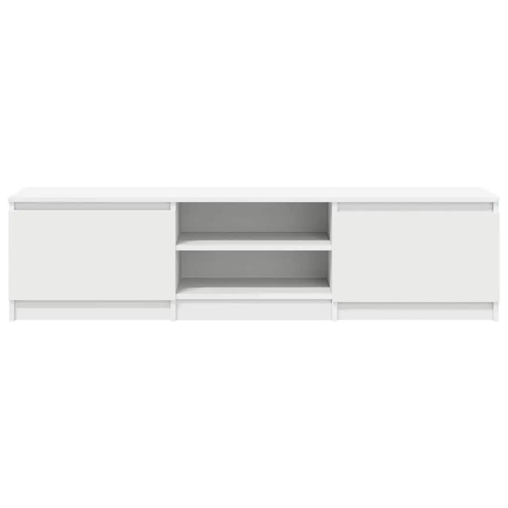 TV Cabinet for Living Room White 140x40x35.5 cm with Doors Open Compartments Storage Unit