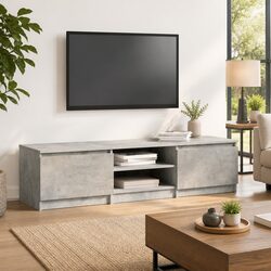 Grey TV Cabinet Specifications: 140x40x35.5 cm, Engineered Wood