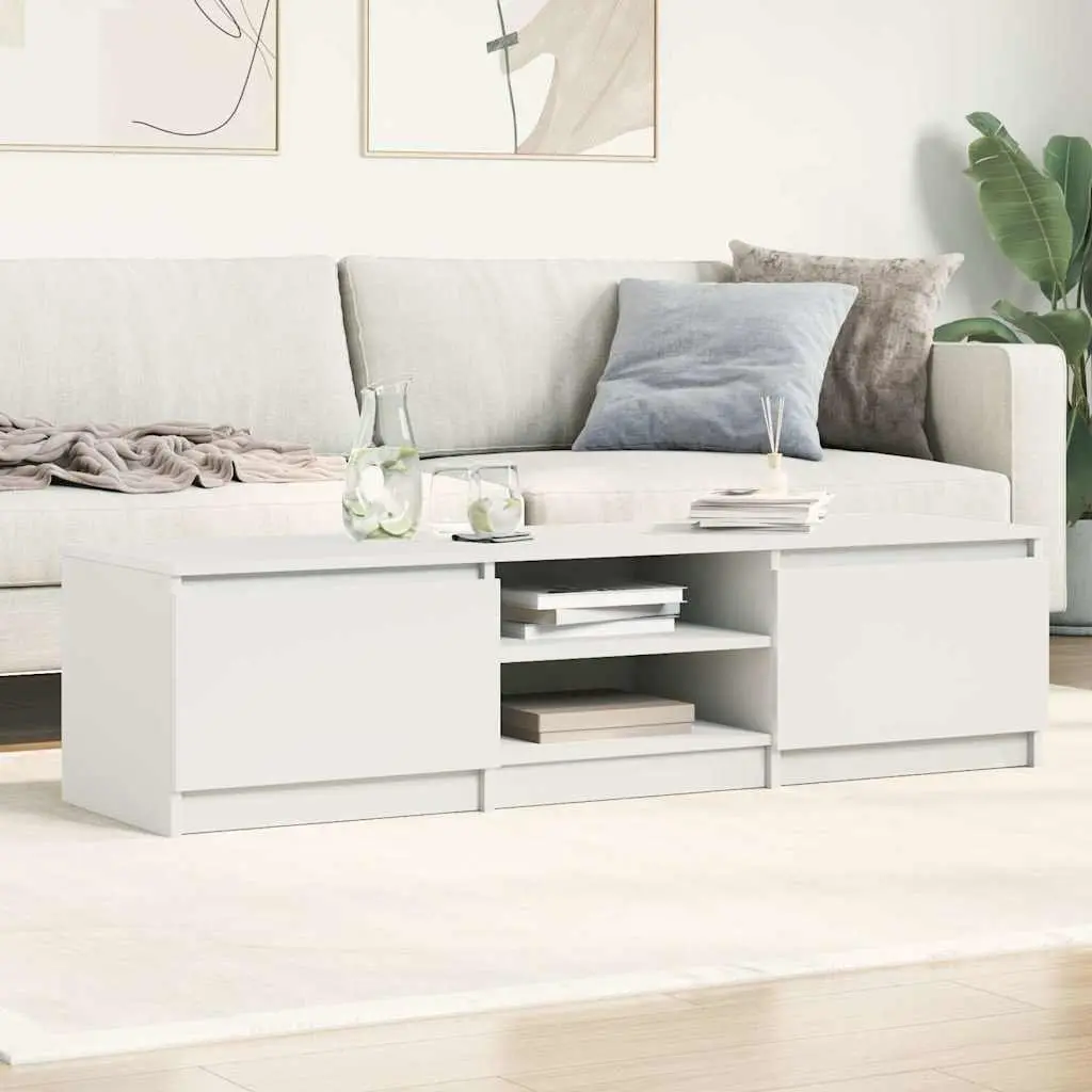TV Cabinet White High Gloss 140cm Living Room Media Entertainment Unit