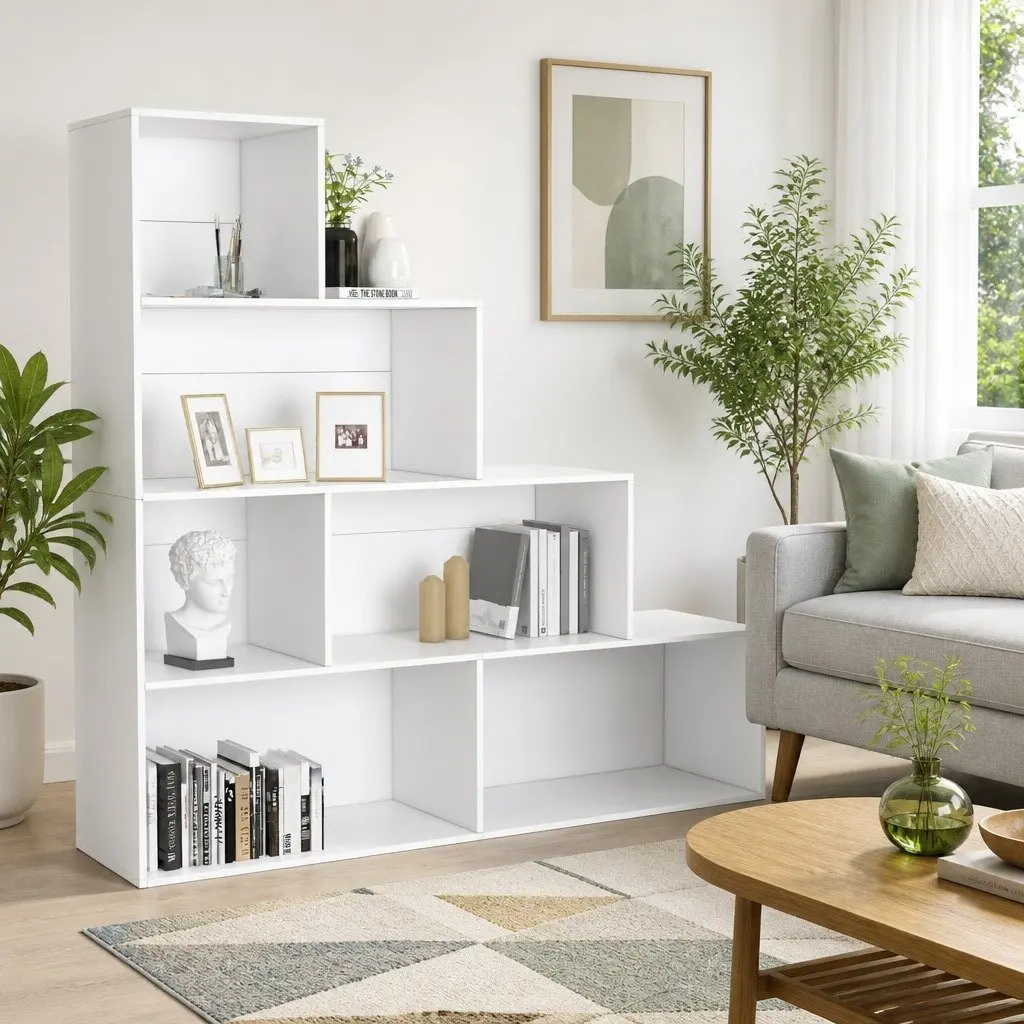 6-Shelf Open Storage Unit in White for Organizing
