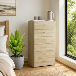 Dimensions: 50 x 34 x 96 cm Brown 6-Drawer Sideboard