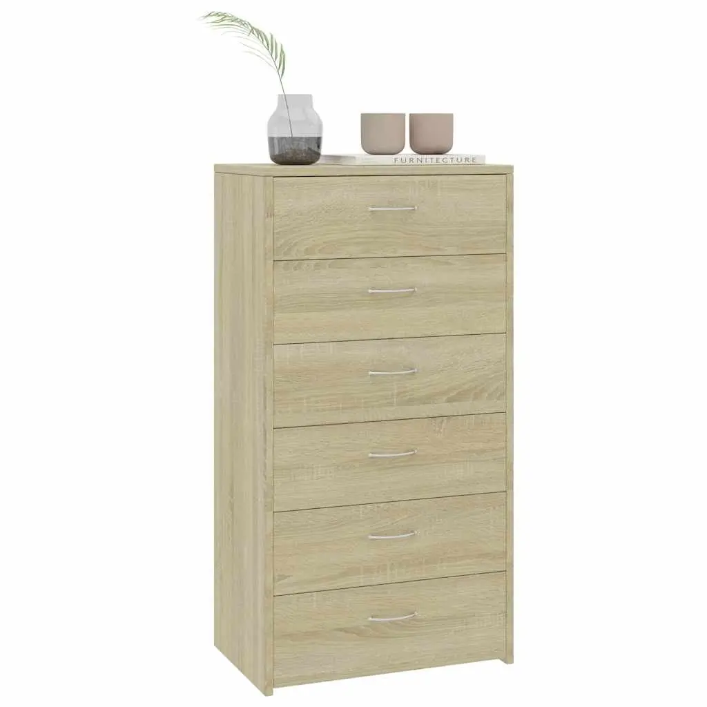 Sideboard with 6 Drawers Brown Storage Cabinet Living Room Bedroom Furniture