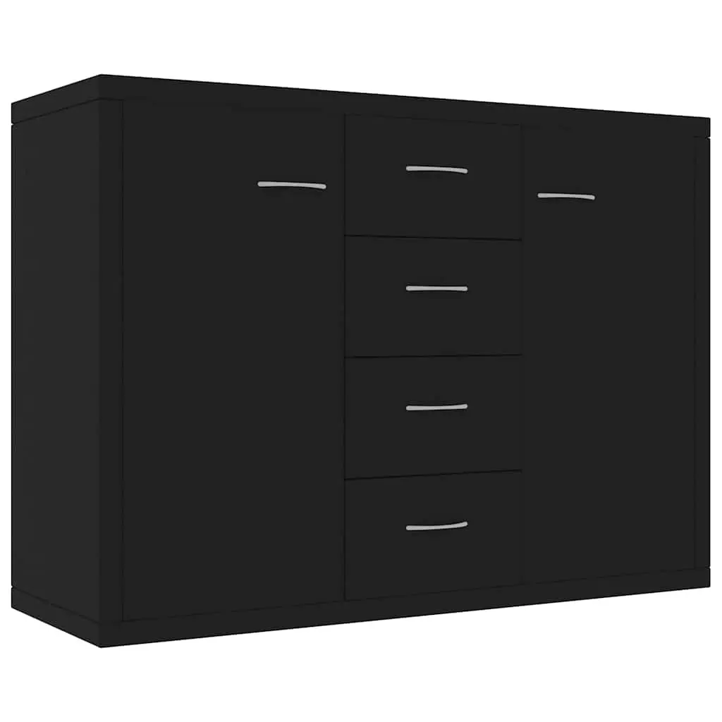 Black 4-Drawer Engineered Wood Sideboard