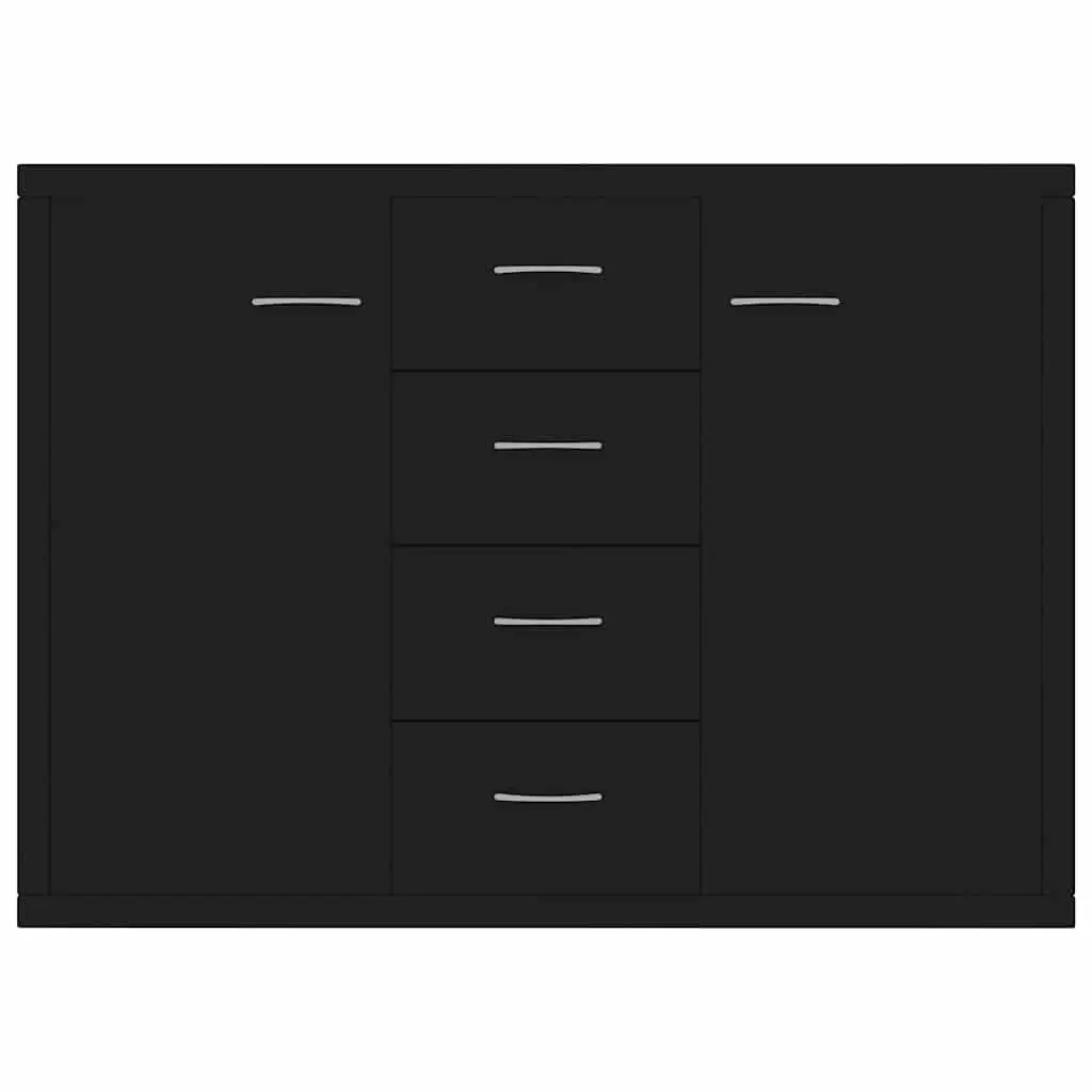 Black 4-Drawer Engineered Wood Sideboard