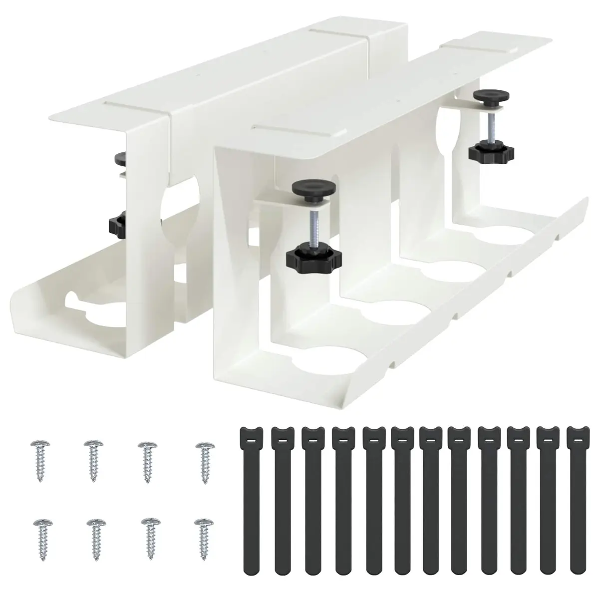 Under Desk Cable Management Tray 2 Piece White Organiser