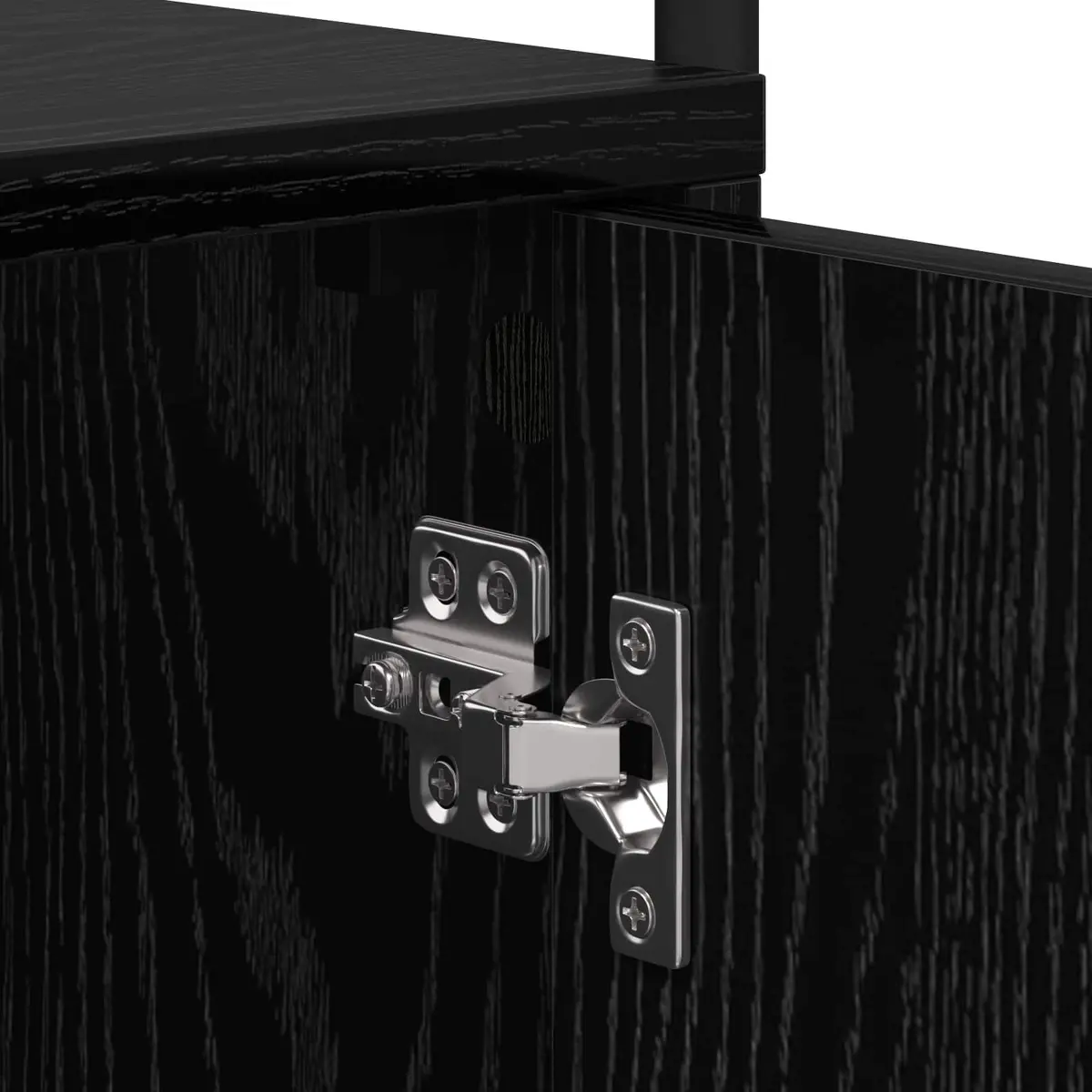 Bedside Cabinet Black Modern Storage Table Engineered Wood Bedroom Furniture