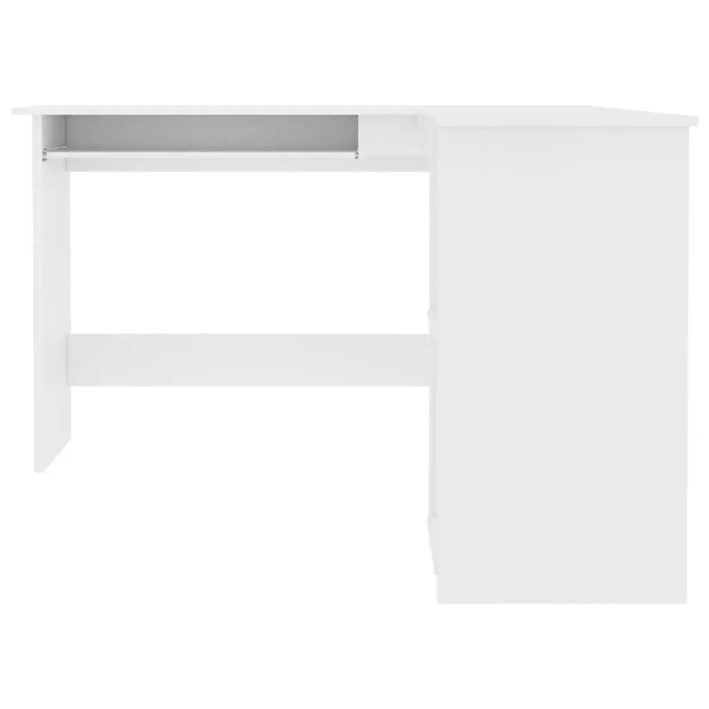 L-Shaped Corner Desk White Modern Office Workstation with Keyboard Tray and