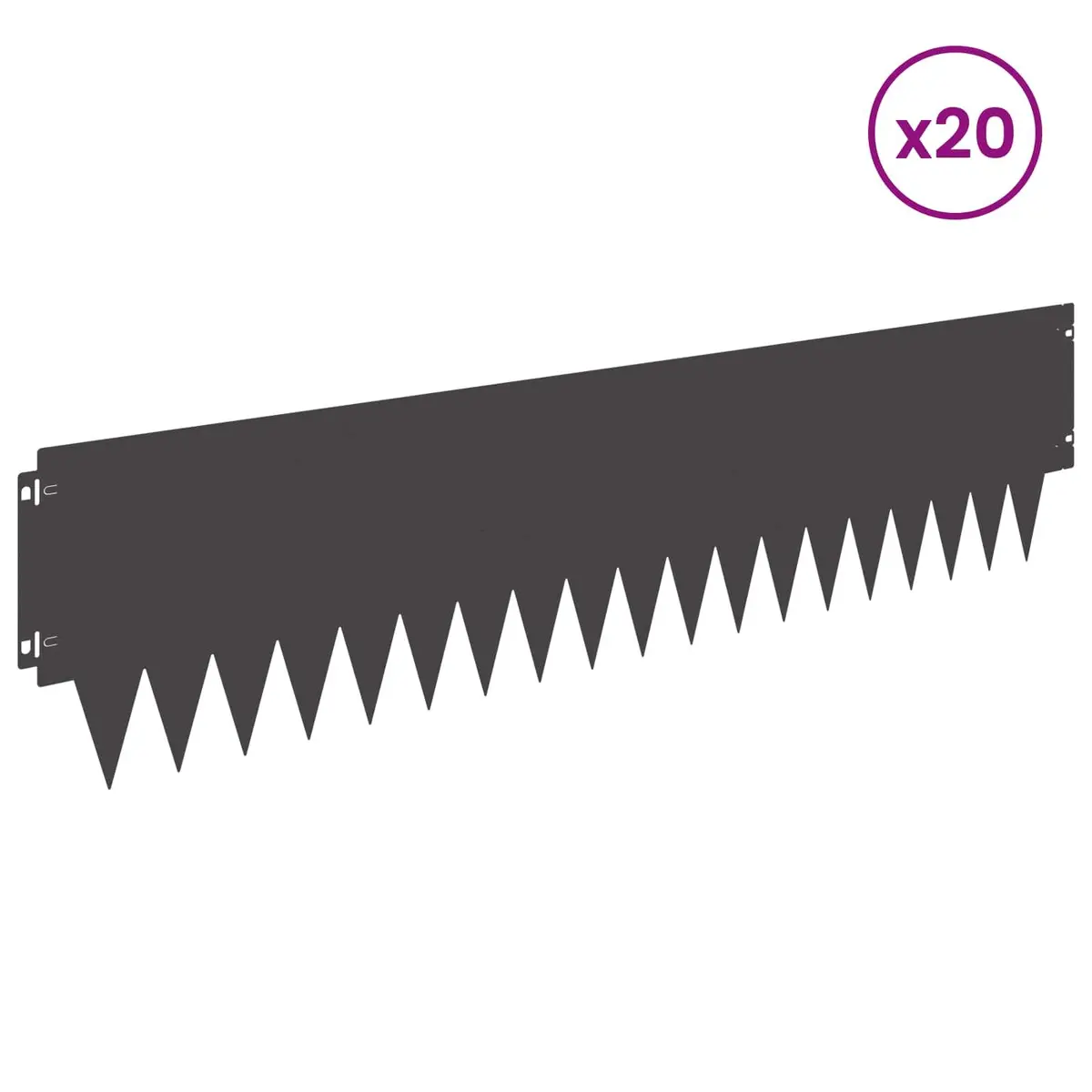 Steel Lawn Edging for Garden 103 x 25 cm Interlocking Black 20 Piece