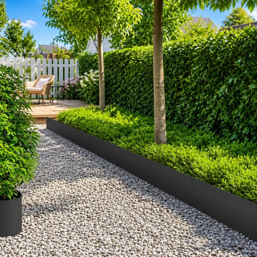 Steel Lawn Edging for Garden Landscaping 103 x 30 cm Flexible Black 10 Pieces