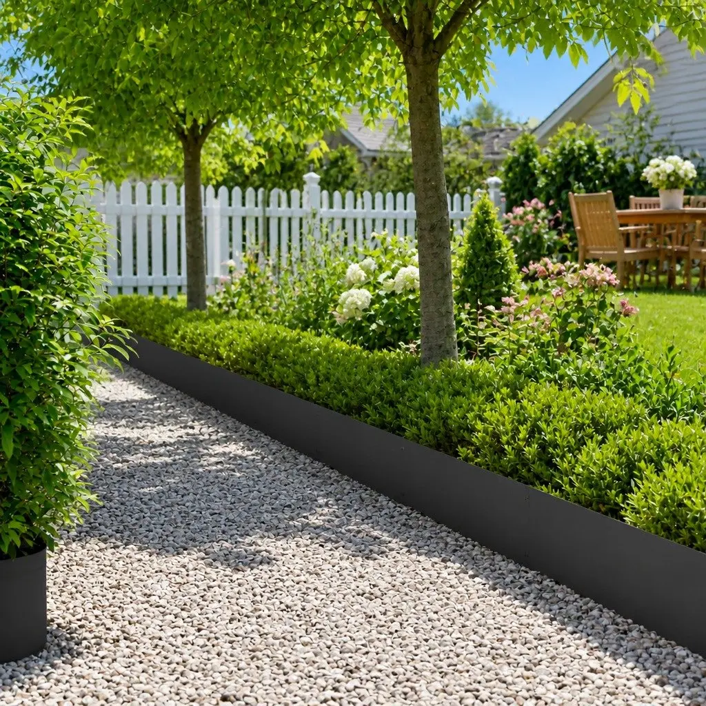 Steel Lawn Edging Garden Border Flexible Interlocking Black Metal 20 Pieces