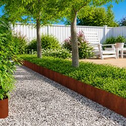 Steel Lawn Edging Set – 10 Pieces, Brown, Tool-Free