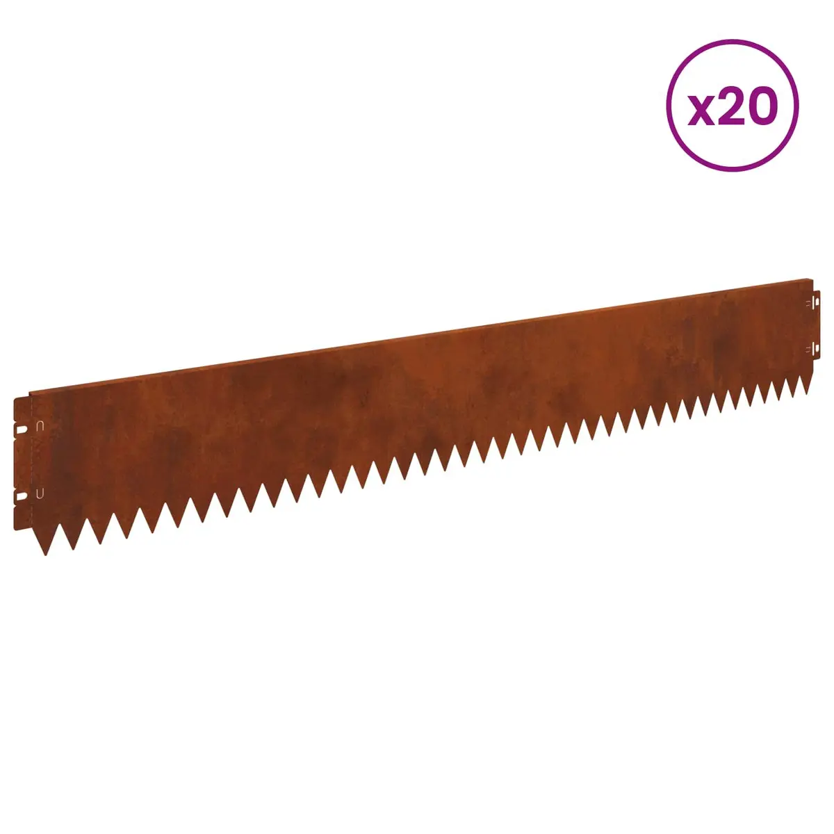 Steel Lawn Edge for Garden 103x15cm Bent Top 20 Piece Rusty Brown