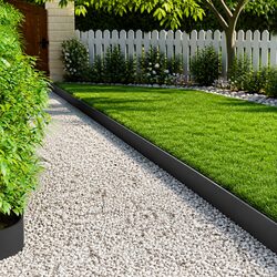 Steel Garden Lawn Edging: 10 Pieces 103 x 20 cm in Black