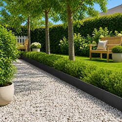 Steel Black Lawn Edging Border - 20 Pieces, 103x20cm