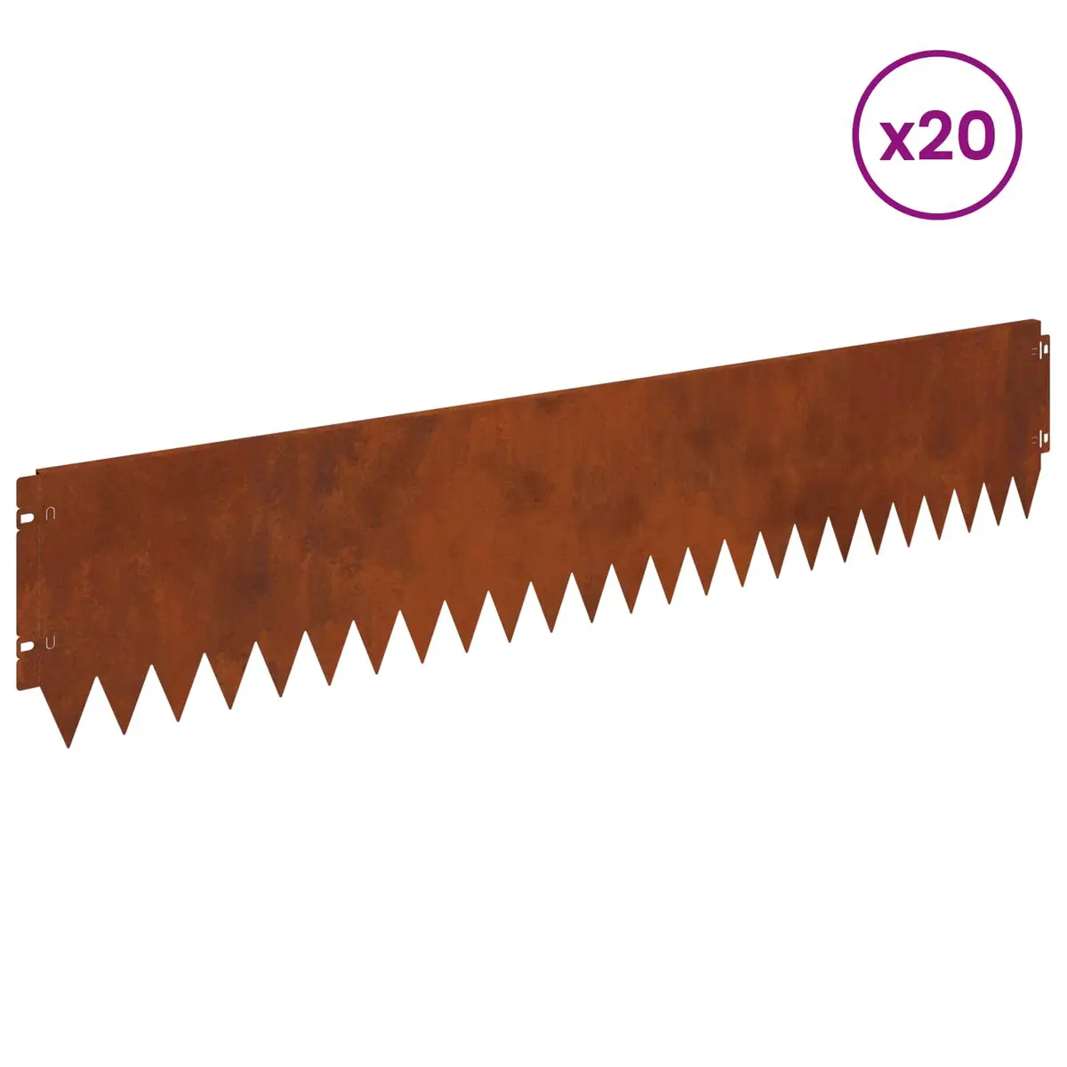 Garden Lawn Edge Border 20 pcs Bent Top Steel Landscape Edging 103x20cm Rusty