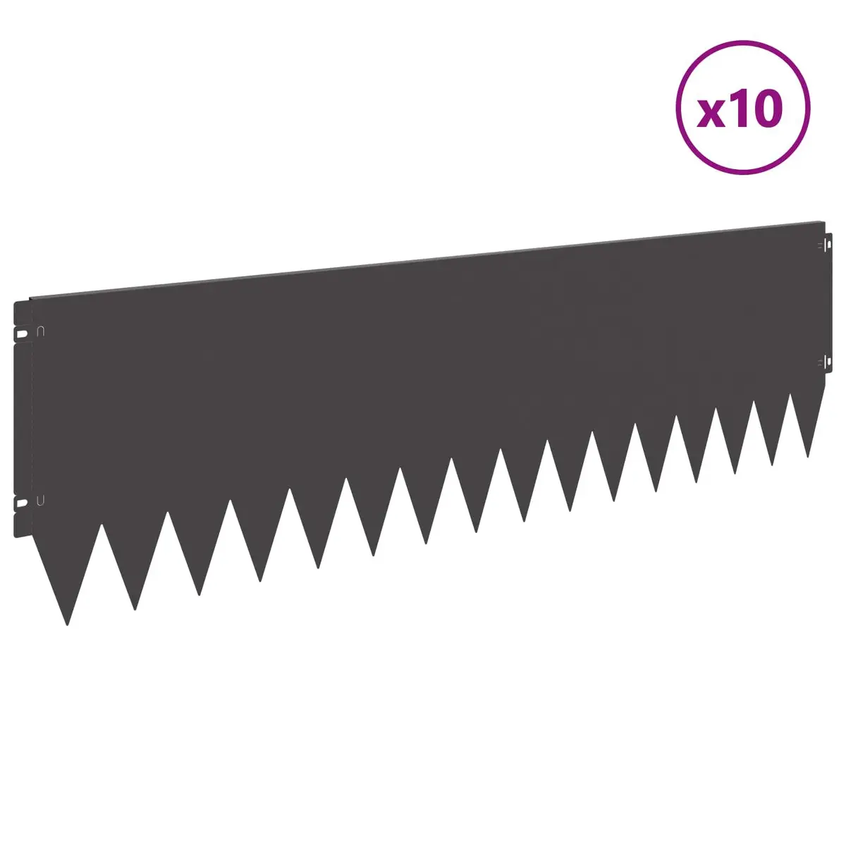 Garden Lawn Edge Steel Border Edging Black Bent Top 10 Piece 103x30cm