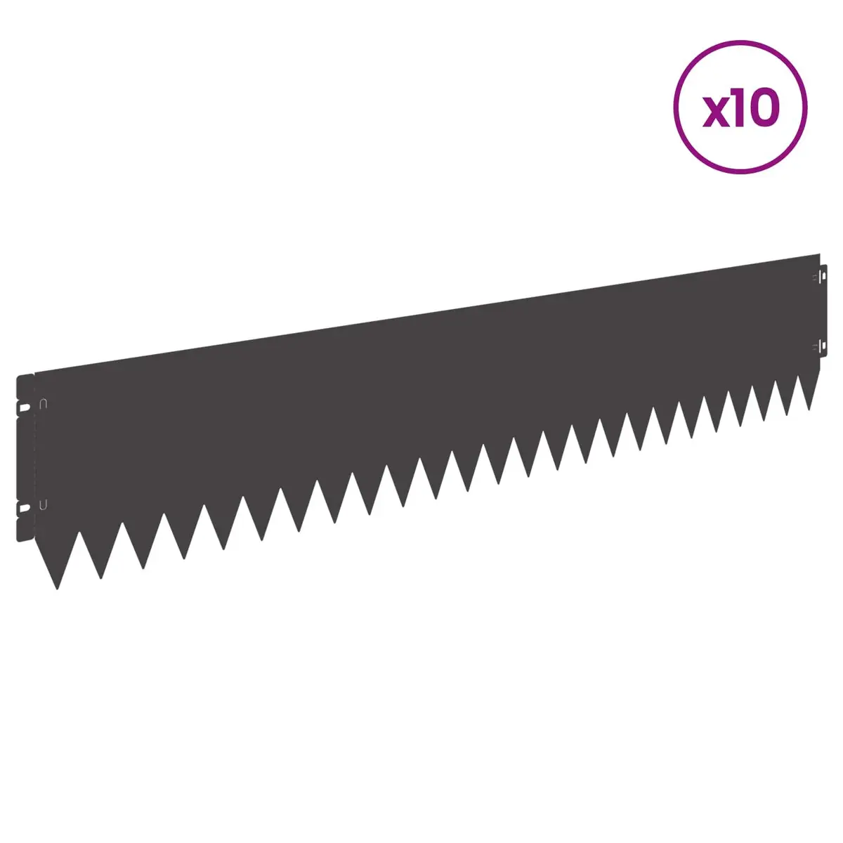 Garden Lawn Edging Steel Border Fold Top Landscape Edge Black 103x20cm 10 Piece