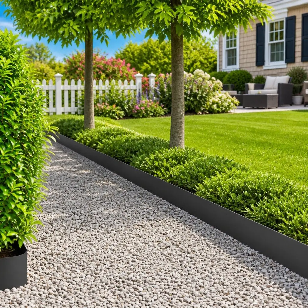 Garden Lawn Edging Steel Border Landscape Edge Black 103x20cm 20 Piece