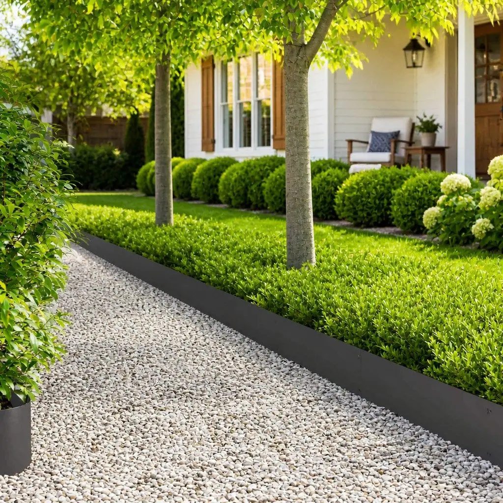 Garden Lawn Edging Steel Border Fence for Flower Bed Path Edge Black 103x25cm 10 Piece