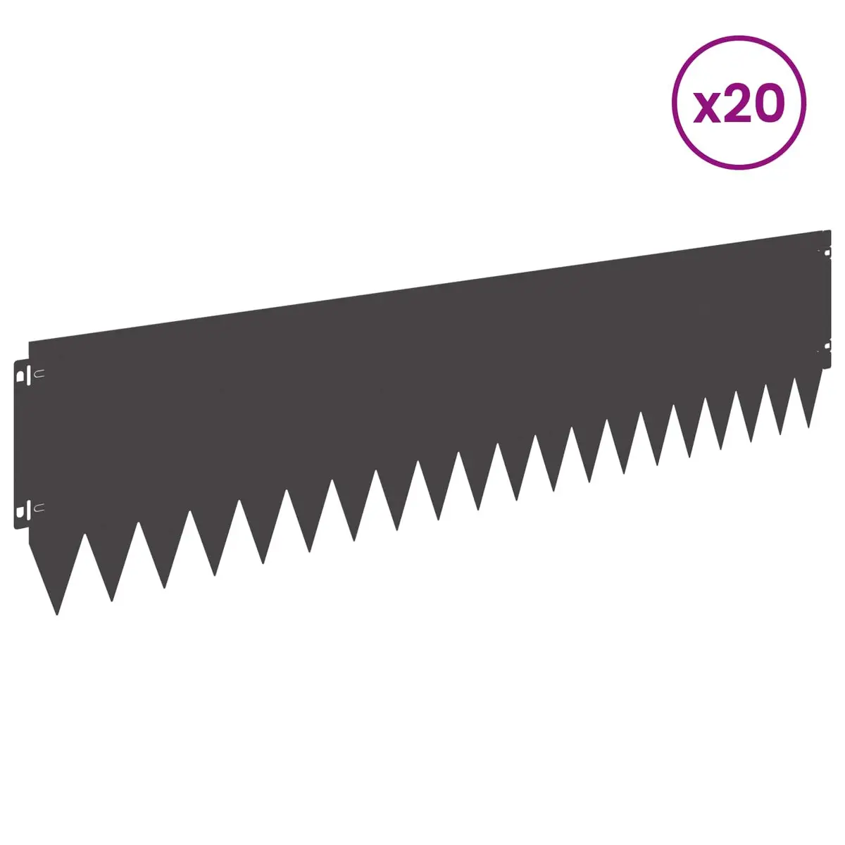 Garden Lawn Edging 20 pcs 103x25cm Steel Border Edge with Top Fold Black