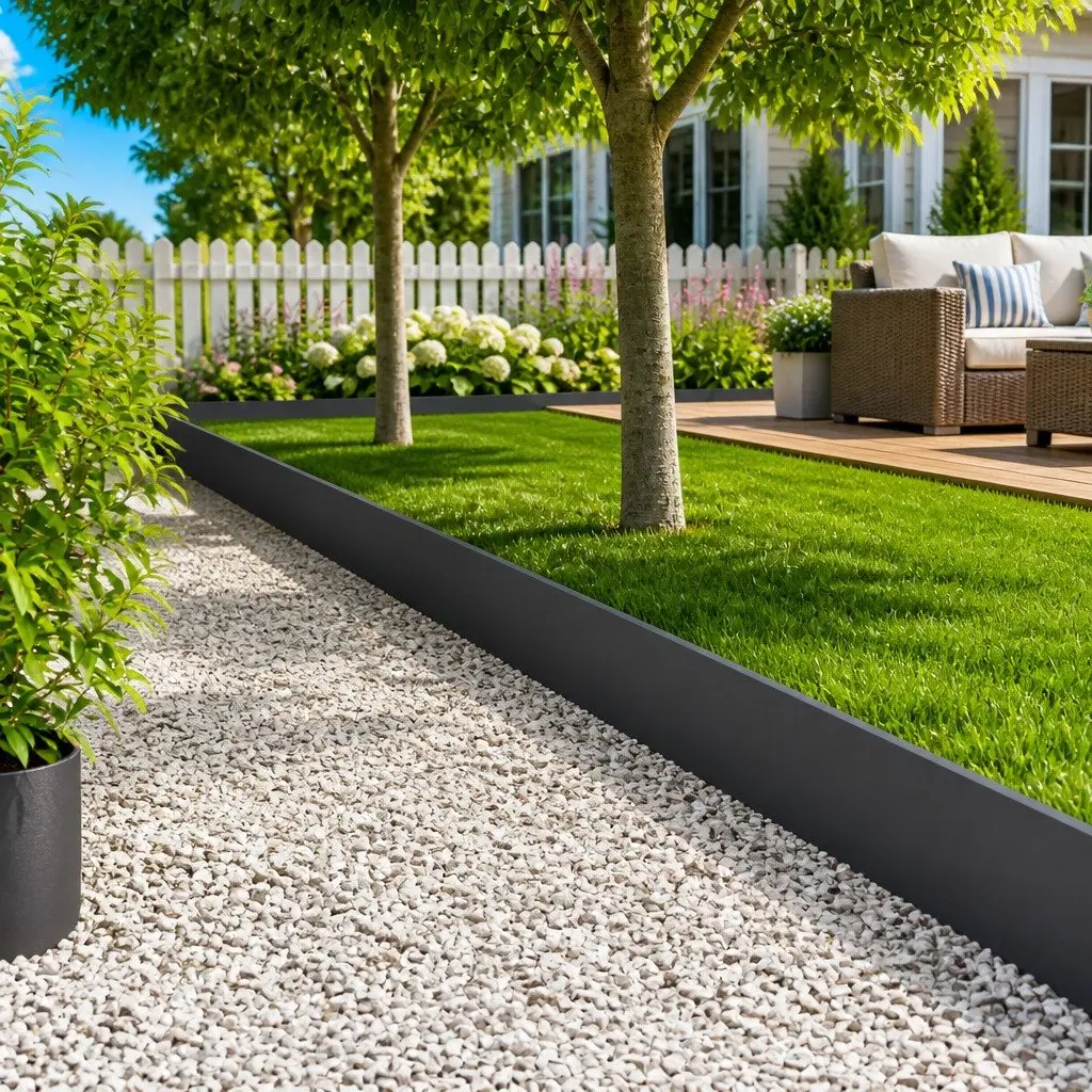 Lawn Edge Garden Border Edging 10 Piece 103x30cm Steel Black