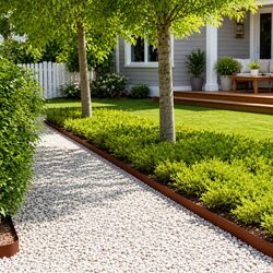 Garden Lawn Edging: 20 Steel Pieces, 100 x 12 cm, Brown Rusty