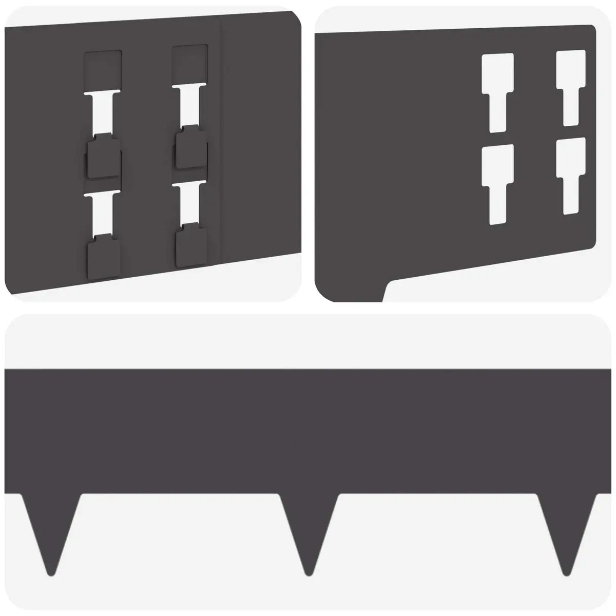 Garden Border Edge 100x15cm Steel Black Sharp Points 10 Piece