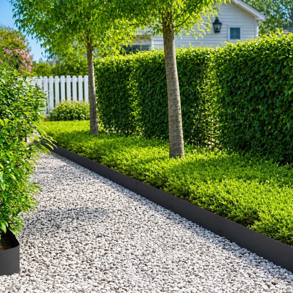 Steel Lawn Edging Outdoor Garden Border 100 x 20 cm Black 10 Piece