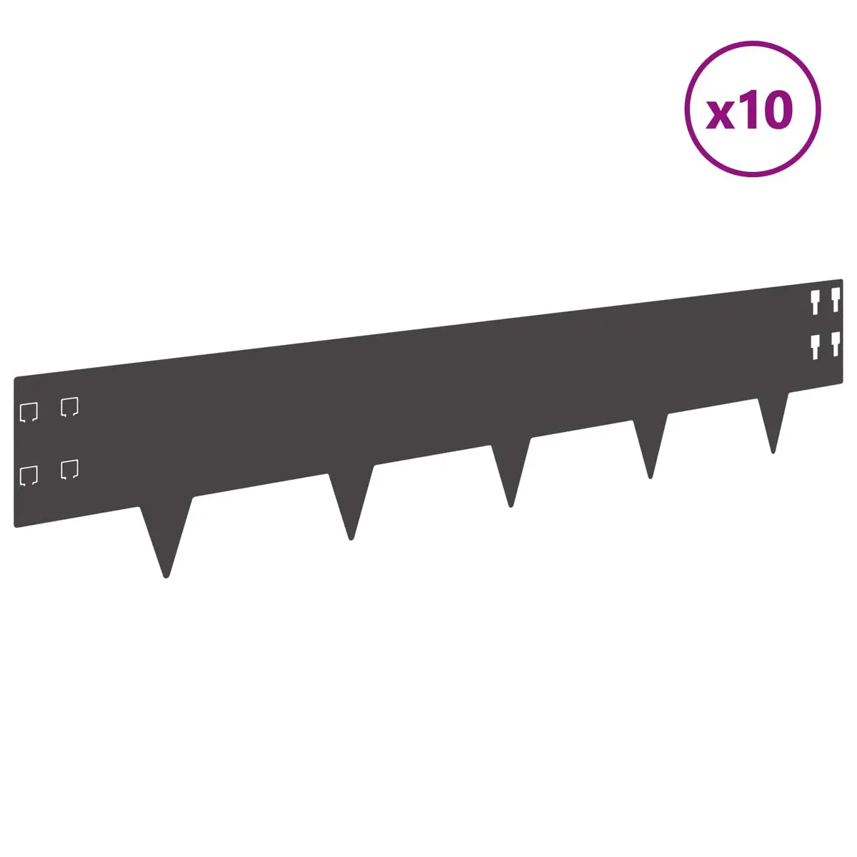 Steel Lawn Edging Outdoor Garden Border 100 x 20 cm Black 10 Piece