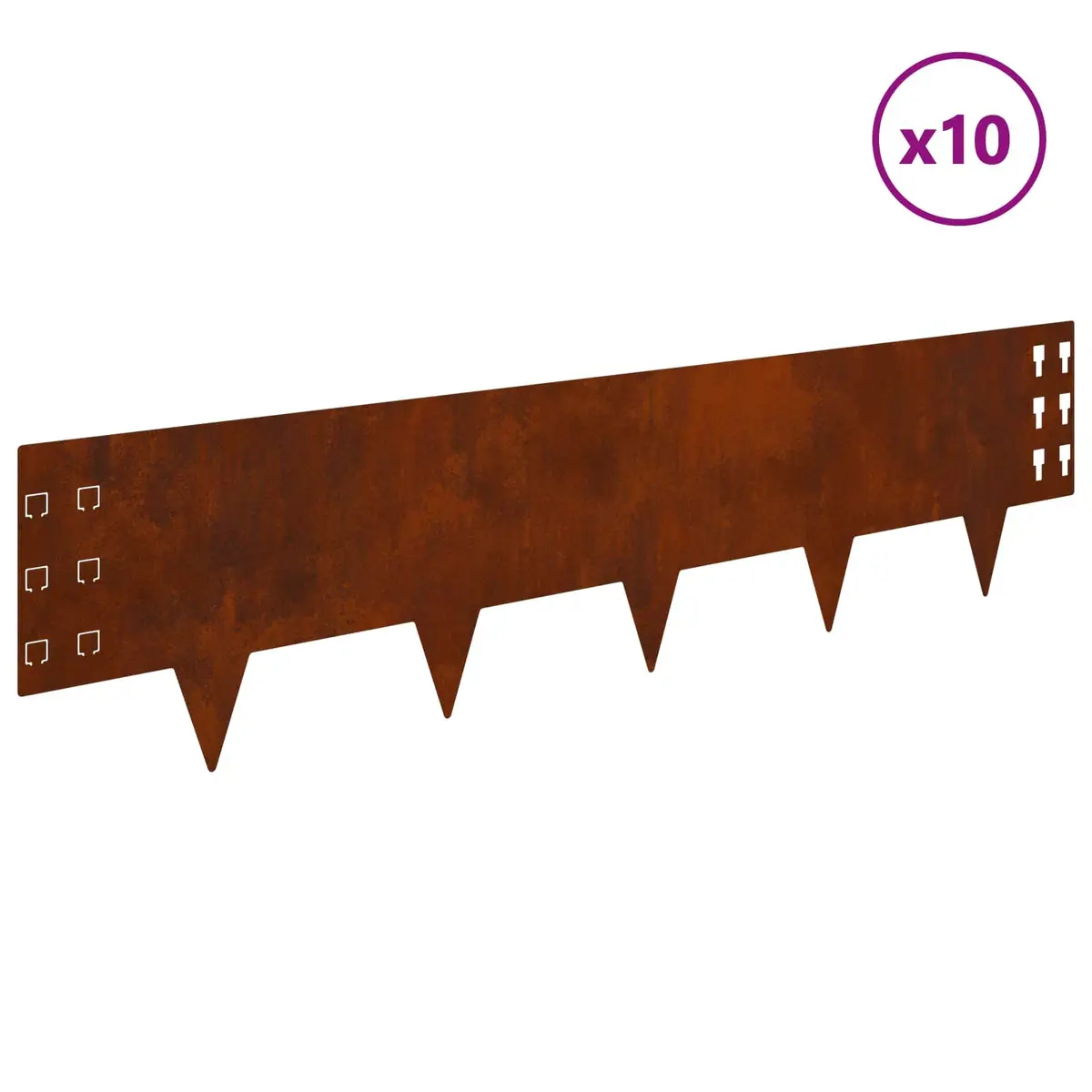 Steel Lawn Edging Outdoor Garden 10 Piece Flexible Rusty Brown