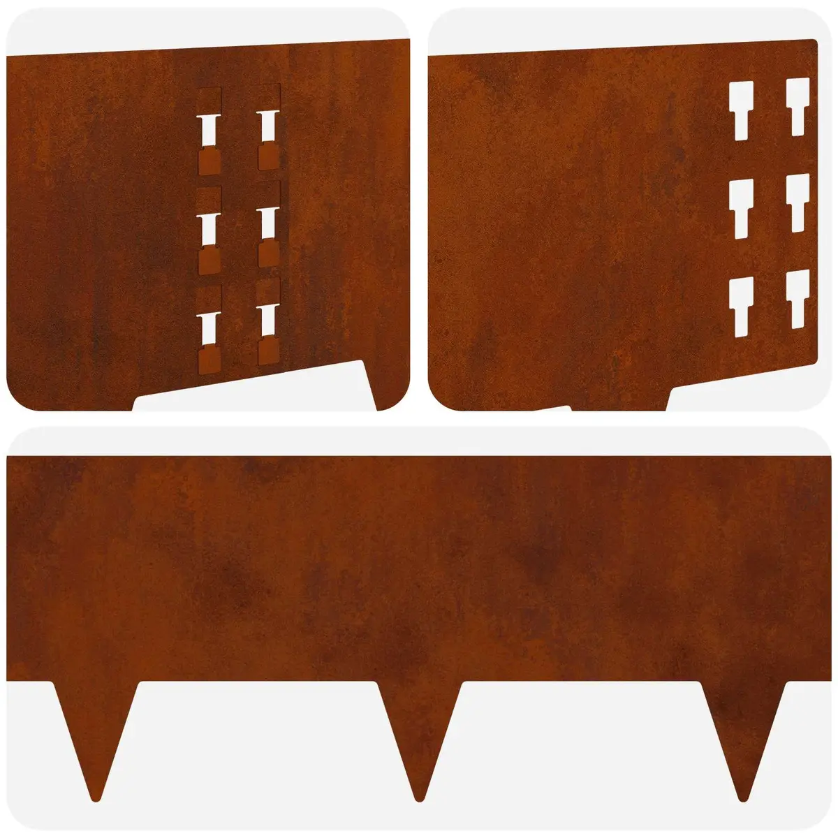 Steel Lawn Edging Outdoor Garden 10 Piece Flexible Rusty Brown