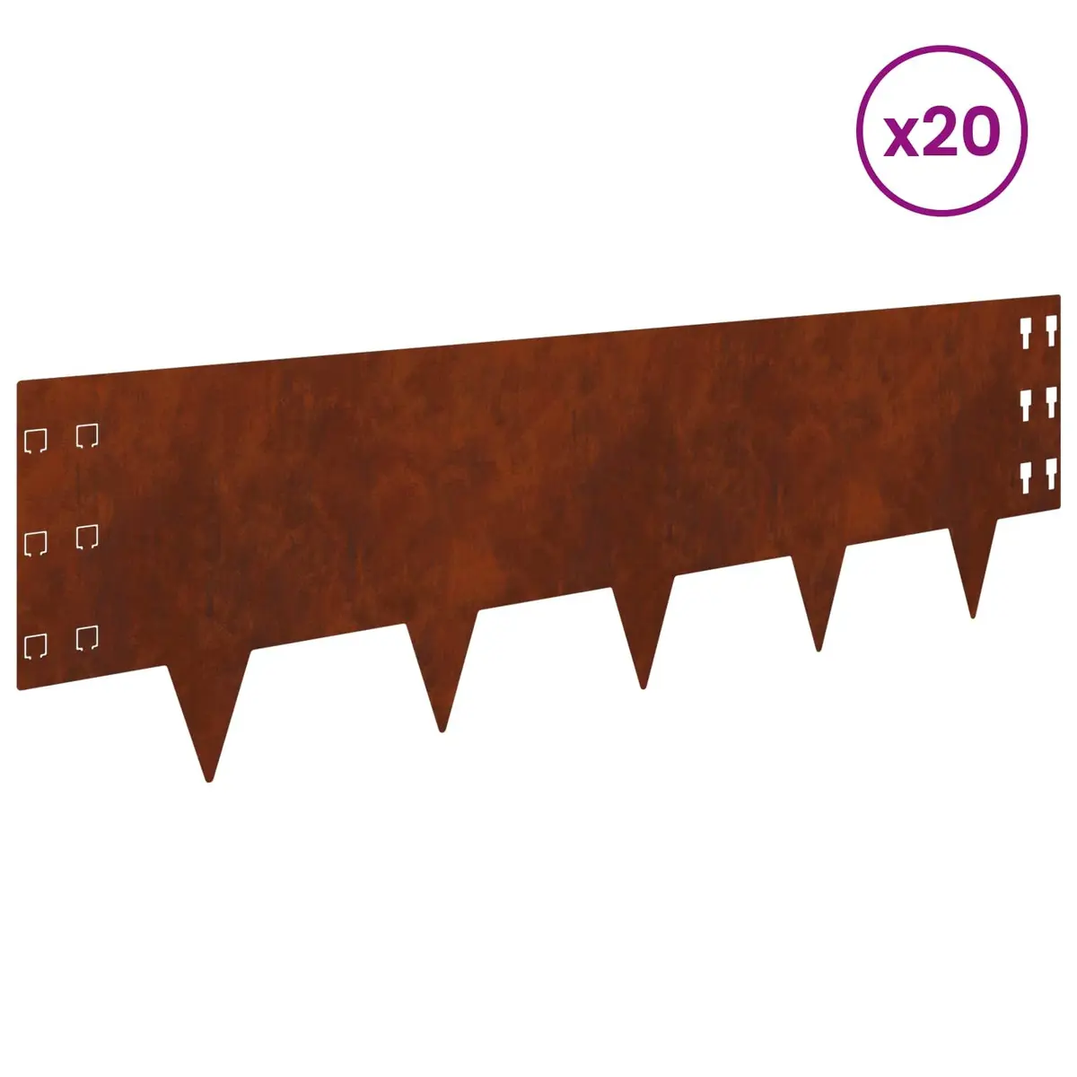 Garden Lawn Edging Steel Borders for Landscaping 100x30cm 20 Piece Flexible Rusty